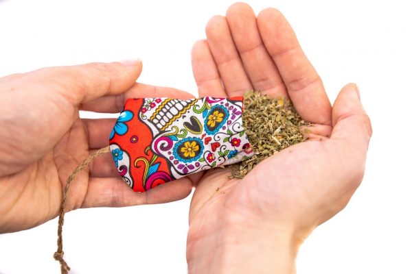 A fabric toy filled with catnip