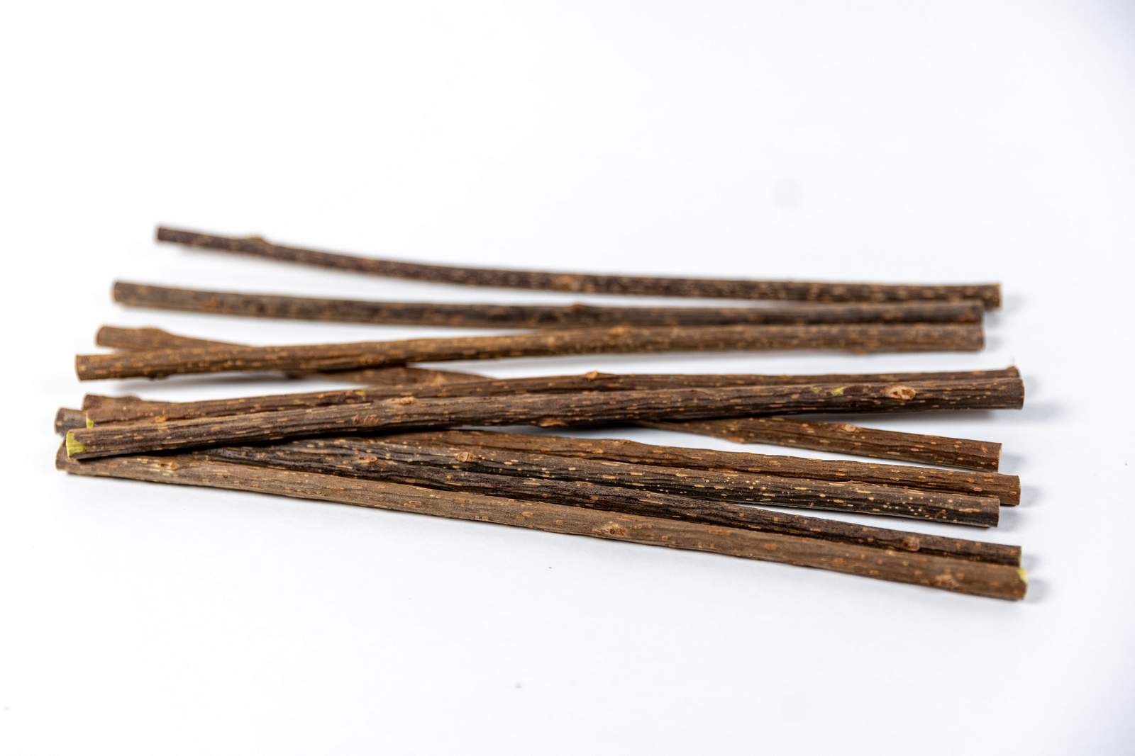 10 matatabi cat chew sticks on a white background
