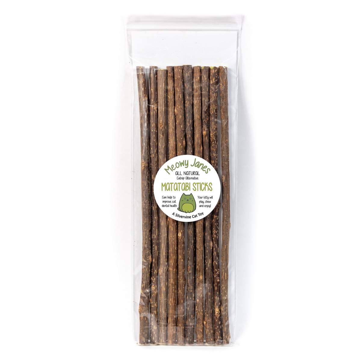 A bag of 10 matatabi cat chew sticks