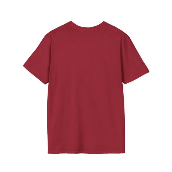 A  red t-shirt with a cat image on the front center. 